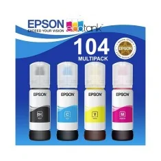 4 bouteilles de 65 ml d'encre Epson 104 original, multipack pour EcoTank