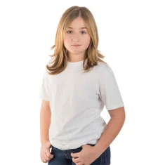 T-shirt à sublimer, enfant, tissu 100% polyester blanc de 160gr