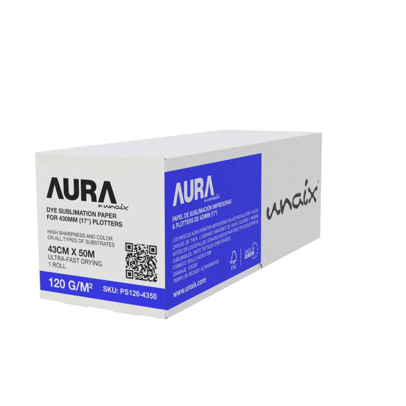 Rouleau de papier de sublimation 43 cm, 120 g, Unaix AURA (rouleau de 50 m)